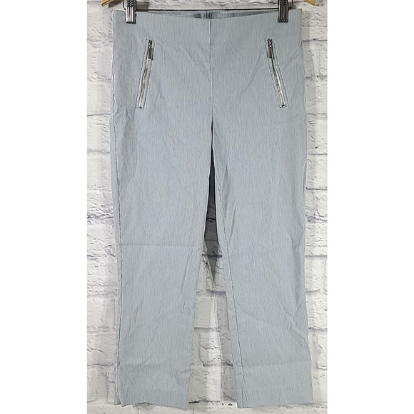 Kenar Capri Pull-On Pants Women's 8 Blue White Casual Elastic Waist Pinstripe - Picture 1 of 7